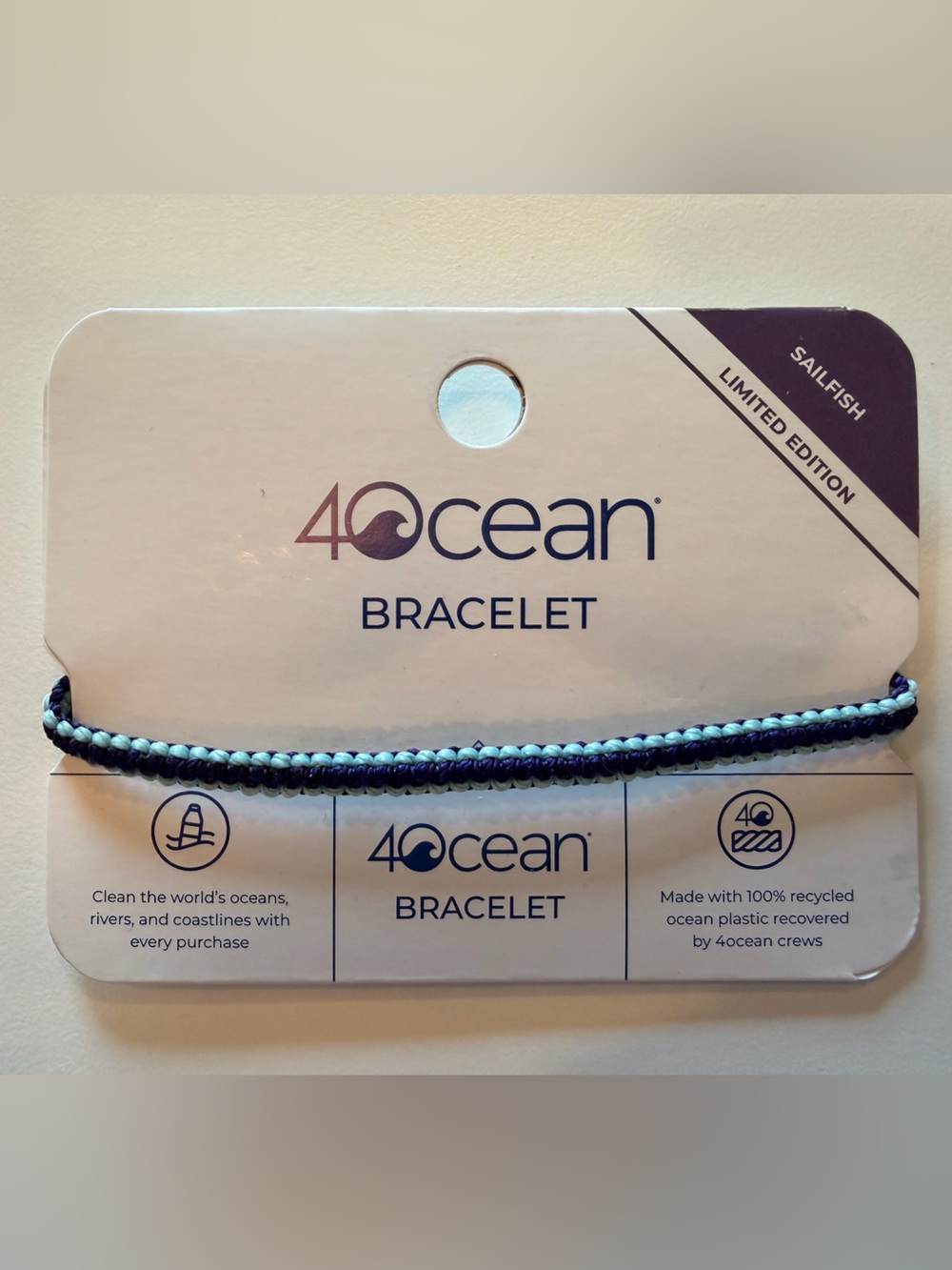4ocean Limited Edition Sailfish Bracelet - Black & Light Blue